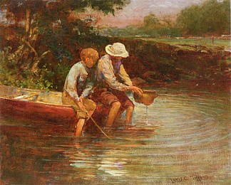 男孩钓鱼 Boys Fishing (1900)，蒂凡尼