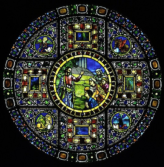 基督祝福福音传道者窗口 Christ Blessing the Evangelists window (1892)，蒂凡尼