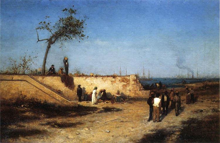 拿骚海堤下的水果摊贩 Fruit Vendors Under the Sea Wall at Nassau (1870)，蒂凡尼