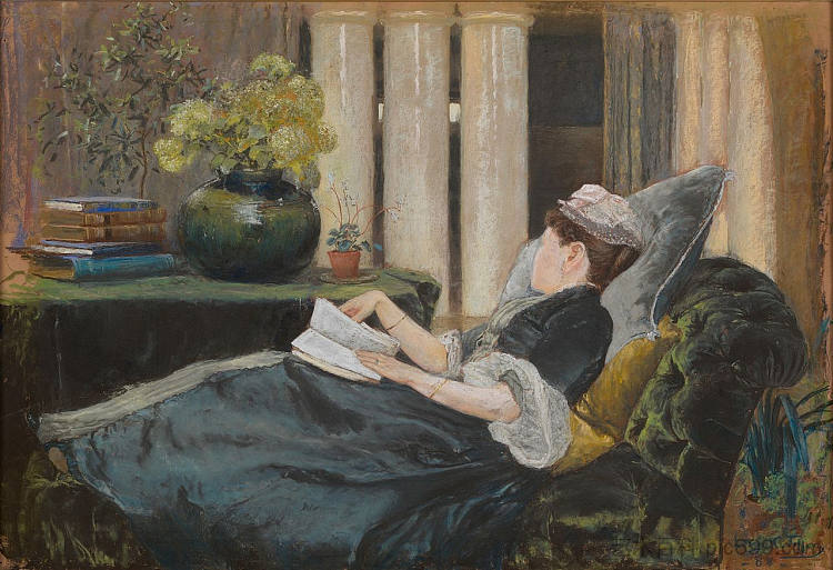 路易丝·蒂芙尼,雷丁 Louise Tiffany, Reading (1888),蒂凡尼