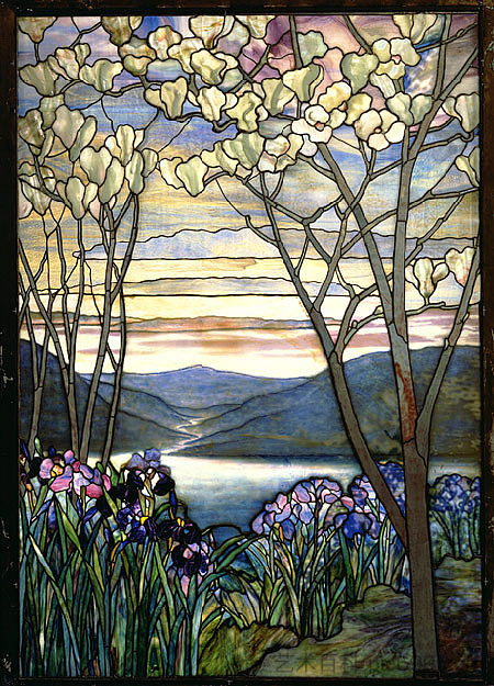 木兰和鸢尾花 Magnolia and Irises (1908)，蒂凡尼