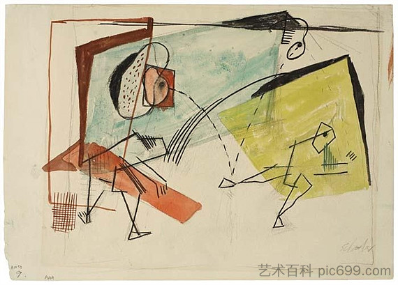 墙上手球（学习） Wall Handball (study) (1942)，刘易斯·施恩克