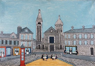 剧院广场（城市广场与红色电话亭） Place du Theatre (City Square with Red Phone Booth)，刘易斯·维凡