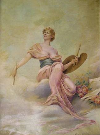画 La peinture (c.1897)，露易丝·阿伯马