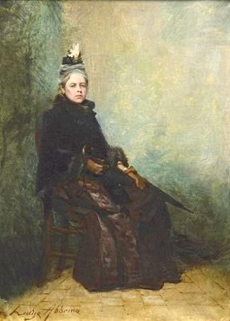 一个穿着大衣带雨伞的女人的肖像 Portrait de femme en manteau avec un parapluie，露易丝·阿伯马