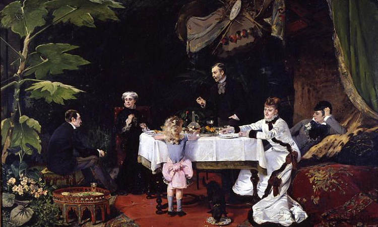 在温室享用午餐 Lunch in the Greenhouse (1877),露易丝·阿伯马