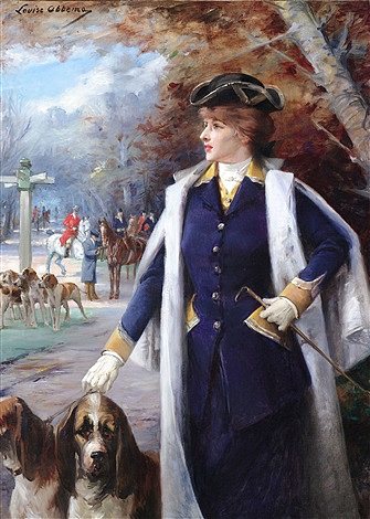 莎拉·伯恩哈特与猎犬一起狩猎 Sarah Bernhardt Hunting with Hounds (1897)，露易丝·阿伯马