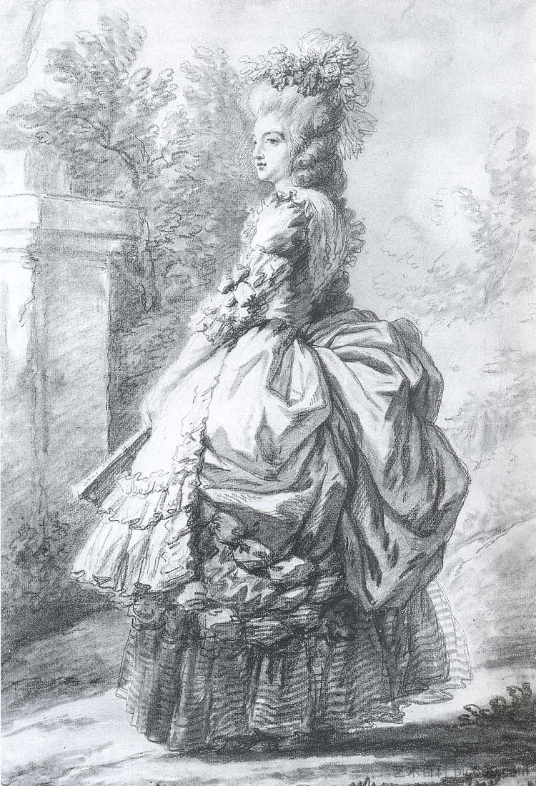 玛丽·安托瓦内特在花园里散步 Marie Antoinette walking in a garden，伊丽莎白·维杰·勒布伦