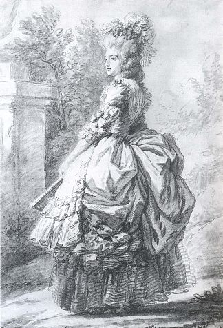 玛丽·安托瓦内特在花园里散步 Marie Antoinette walking in a garden，伊丽莎白·维杰·勒布伦