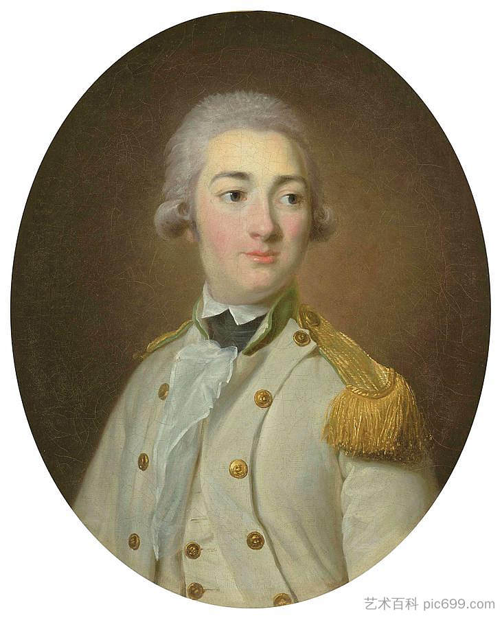 法国皇家步兵初级军官的肖像,胸围长度 Portrait of a junior officer of the French Royal infantry, bust-length,伊丽莎白·维杰·勒布伦