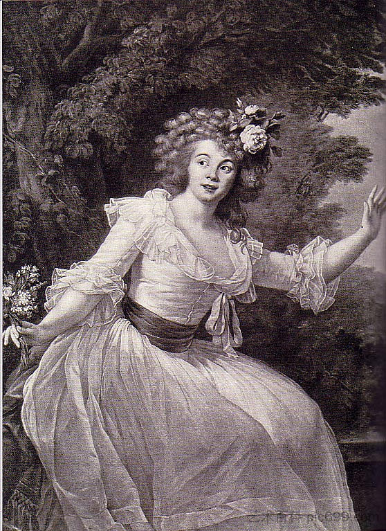 法国女演员路易丝·罗莎莉·杜加松的肖像 Portrait of French actress Louise Rosalie Dugazon (1787),伊丽莎白·维杰·勒布伦