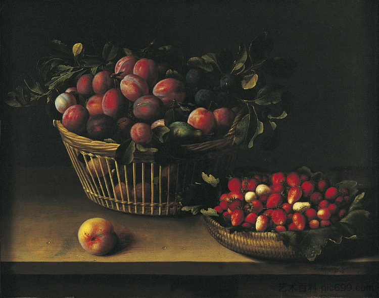 梅花篮和草莓篮 Corbeille de prunes et panier de fraises (1632; France  )，路易丝莫永