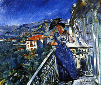 在博尔迪盖拉的阳台上 On the Balcony in Bordighera (1912)，洛维斯·科林斯
