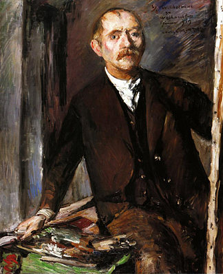 画架上的自画像 Self-Portrait at the Easel (1919)，洛维斯·科林斯