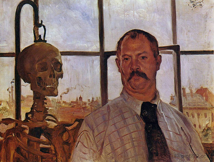 骷髅自画像 Self-portrait with Skeleton (1896)，洛维斯·科林斯