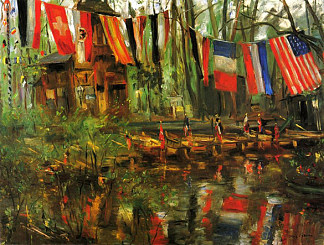 柏林蒂尔加滕的新池塘 The New Pond in the Tiergarten, Berlin (1908)，洛维斯·科林斯