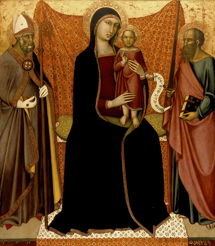 麦当娜和孩子与圣尼古拉斯和保罗 Madonna and Child with Saints Nicholas and Paul，卢卡·迪·托梅