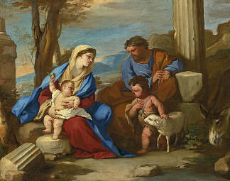 圣家庭与年轻的施洗者圣约翰 Holy Family with the Young Saint John the Baptist，卢卡·吉奥达诺