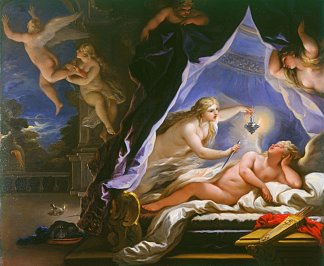普赛克发现沉睡的丘比特 Psyche Discovering the Sleeping Cupid (1697)，卢卡·吉奥达诺