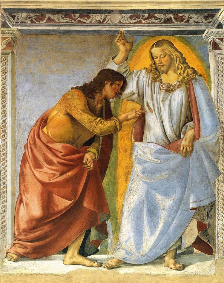 基督和怀疑的托马斯 Christ and the Doubting Thomas (1477 - 1482)，路加·西诺雷利