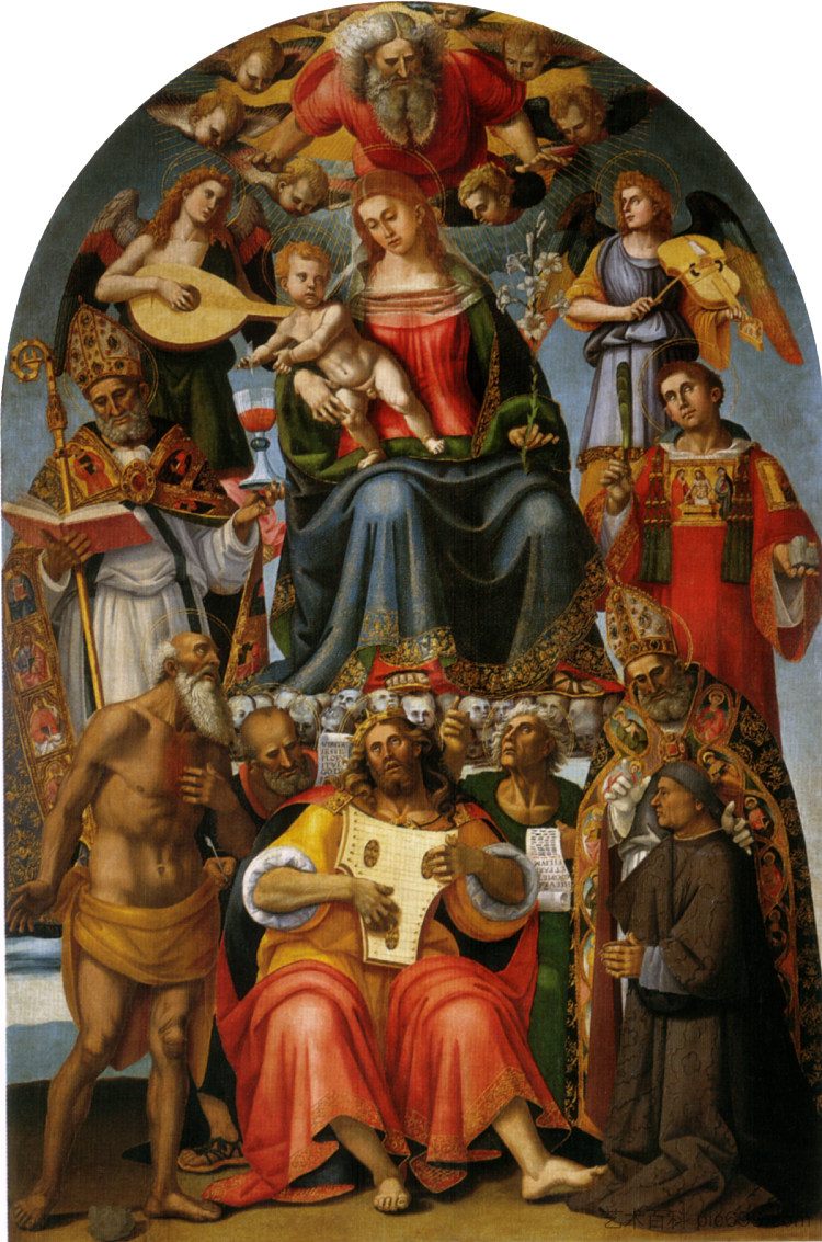 麦当娜和圣子与圣徒 Madonna and Child with Saints (1519)，路加·西诺雷利