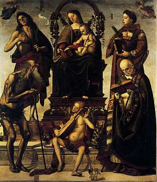 麦当娜和圣子与圣徒 Madonna and Child with Saints (1484)，路加·西诺雷利