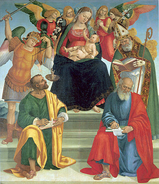 麦当娜和孩子与圣徒和天使 Madonna and Child with Saints and Angels (1510)，路加·西诺雷利