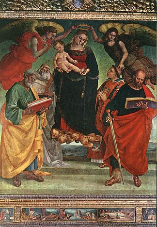 麦当娜和圣子与圣徒 Madonna and Child with Saints (c.1500)，路加·西诺雷利