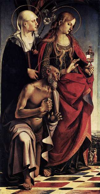 圣奥古斯丁祭坛画（左翼） St. Augustine Altarpiece (left wing) (1498)，路加·西诺雷利
