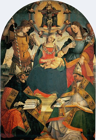 三位一体、圣母和两位圣徒 The Trinity, the Virgin and Two Saints (1510)，路加·西诺雷利