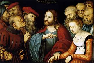 基督与 Christ and the Adulteress (1532; Germany                     )，大·卢卡斯·克拉纳赫