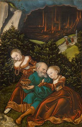 罗得和他的女儿们 Lot and his daughters (1528; Germany  )，大·卢卡斯·克拉纳赫