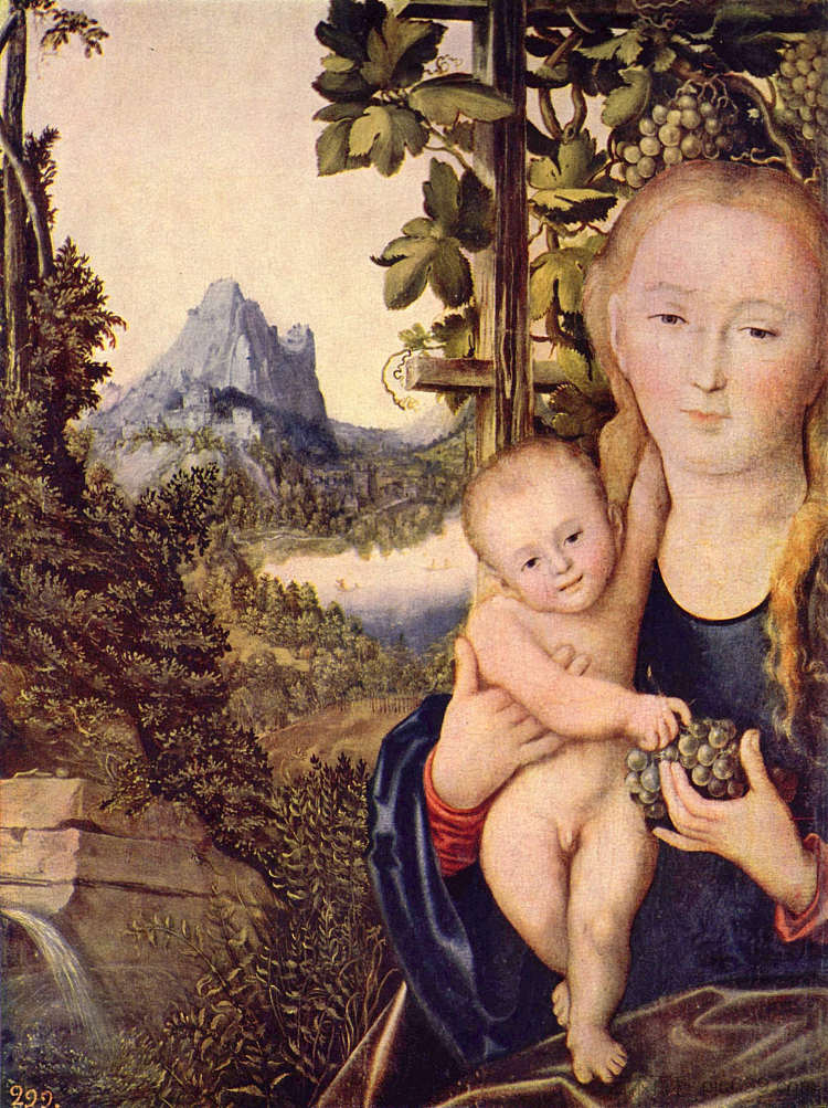 麦当娜和孩子 Madonna and Child (c.1525; Germany  )，大·卢卡斯·克拉纳赫