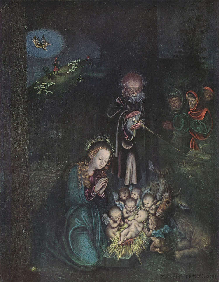 耶稣诞生（圣夜，圣诞节） Nativity (Holy Night, Christmas) (c.1520; Germany  )，大·卢卡斯·克拉纳赫