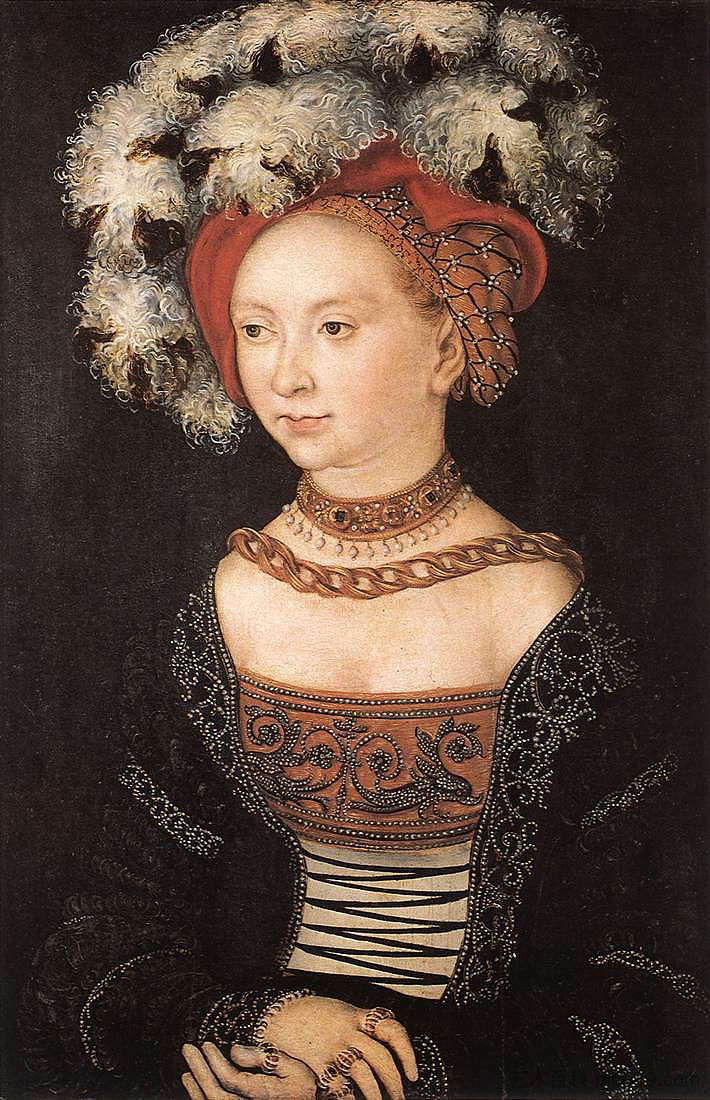 一个年轻女子的肖像 Portrait of a Young Woman (1530; Germany  )，大·卢卡斯·克拉纳赫