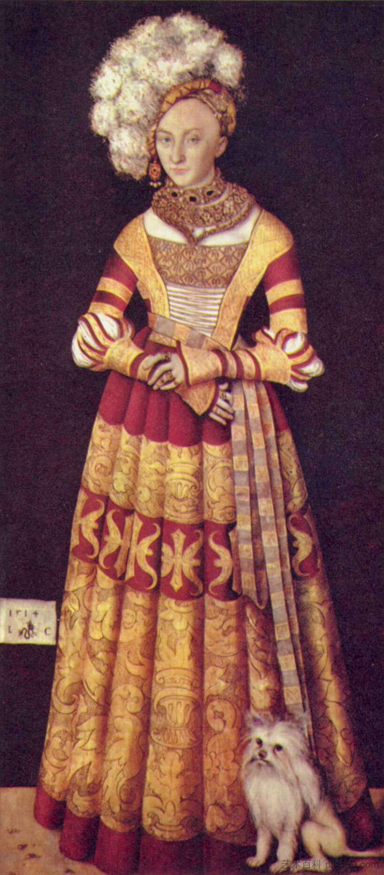 公爵夫人卡塔琳娜·冯·梅克伦堡的肖像 Portrait of duchess Katharina von Mecklenburg (1514; Germany  )，大·卢卡斯·克拉纳赫