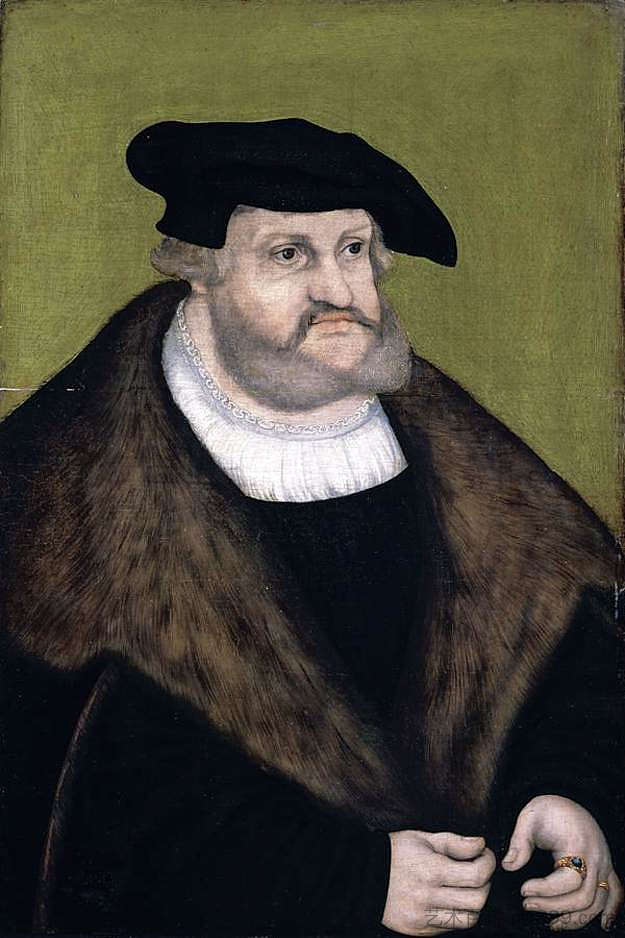 智者腓特烈晚年的肖像 Portrait of Elector Frederick the Wise in his Old Age (1525; Germany ),大·卢卡斯·克拉纳赫