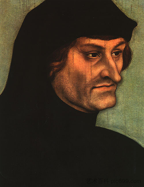 盖勒·冯·凯撒伯格的肖像 Portrait of Geiler von Kaiserberg (c.1525; Germany  )，大·卢卡斯·克拉纳赫