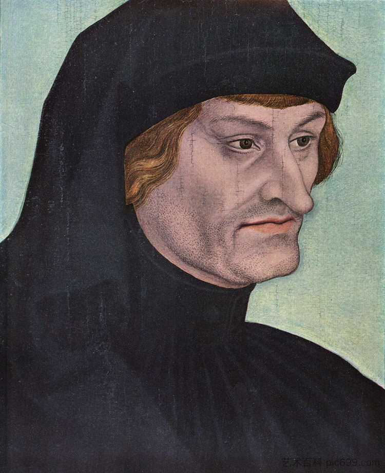 鲁道夫·阿格里科拉的肖像 Portrait of Rudolph Agricola (c.1518; Germany  )，大·卢卡斯·克拉纳赫