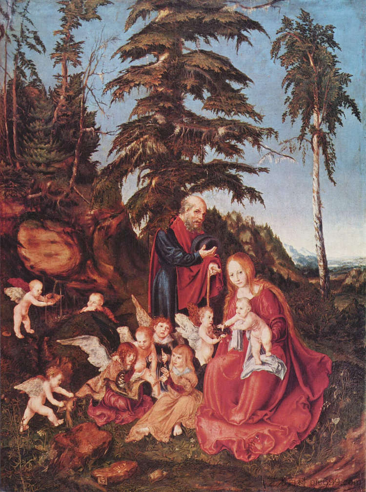 在飞往埃及的航班上休息 Rest on the Flight into Egypt (1504; Germany  )，大·卢卡斯·克拉纳赫