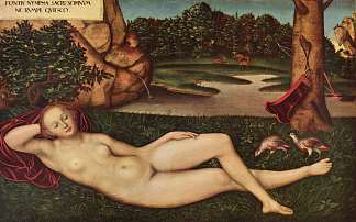 春天的沉睡若虫 Sleeping Nymph of the Spring (1530; Germany                     )，大·卢卡斯·克拉纳赫