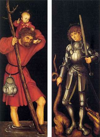 圣克里斯托弗和圣乔治 St. Christopher and St. George (c.1514; Germany                     )，大·卢卡斯·克拉纳赫