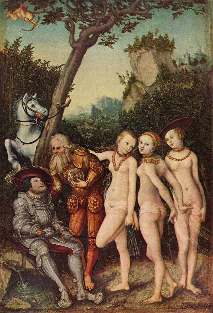 巴黎的审判 The Judgment of Paris (c.1530; Germany  )，大·卢卡斯·克拉纳赫