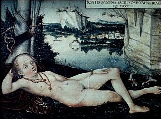 水若虫休息 Water Nymph Resting (c.1530; Germany                     )，大·卢卡斯·克拉纳赫