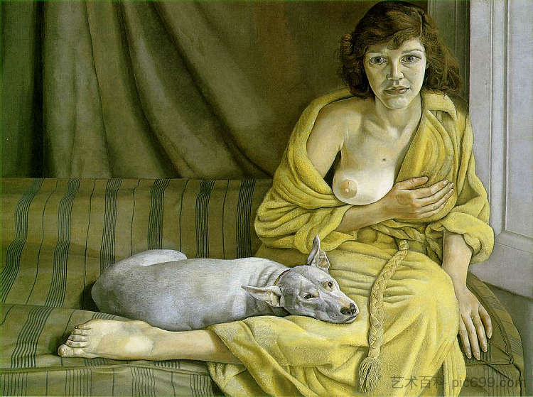 女孩与一只白狗 Girl with a White Dog (c.1951 - c.1952)，卢西安·弗洛伊德