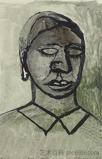 闭着眼睛的女孩 Girl with her Eyes Closed (c.1943 - c.1944)，卢西安·弗洛伊德