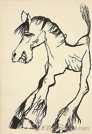 马的微笑 Horse Smiling (c.1939 - c.1940)，卢西安·弗洛伊德