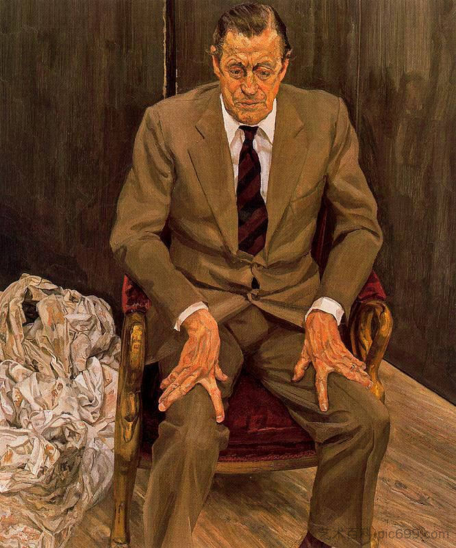 坐在椅子上的男人 Man in a Chair (1983 - 1985)，卢西安·弗洛伊德