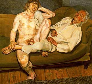 裸体男人和他的朋友 Naked Man with his Friend (c.1978 – c.1980)，卢西安·弗洛伊德