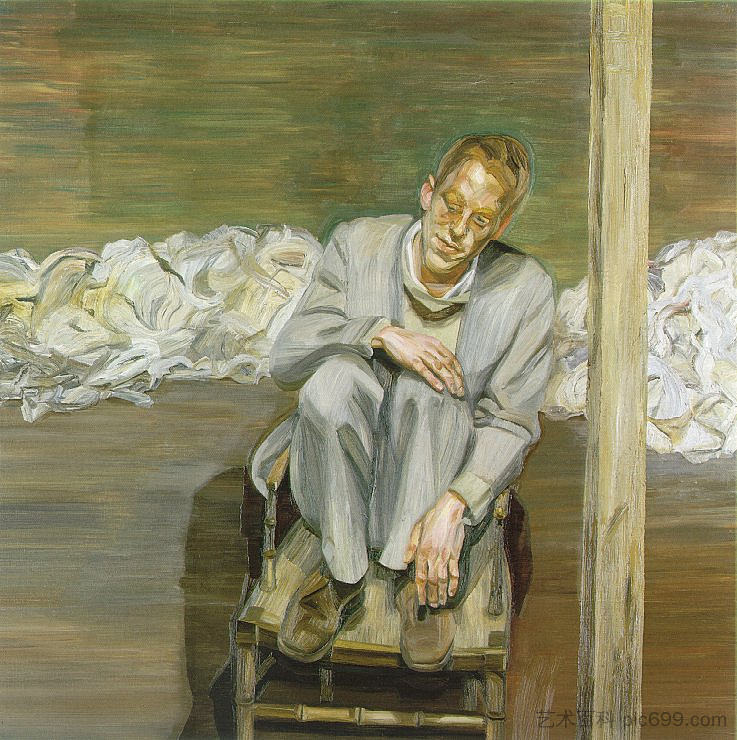 椅子上的红发男人 Red Haired Man on a Chair (1962 - 1963)，卢西安·弗洛伊德